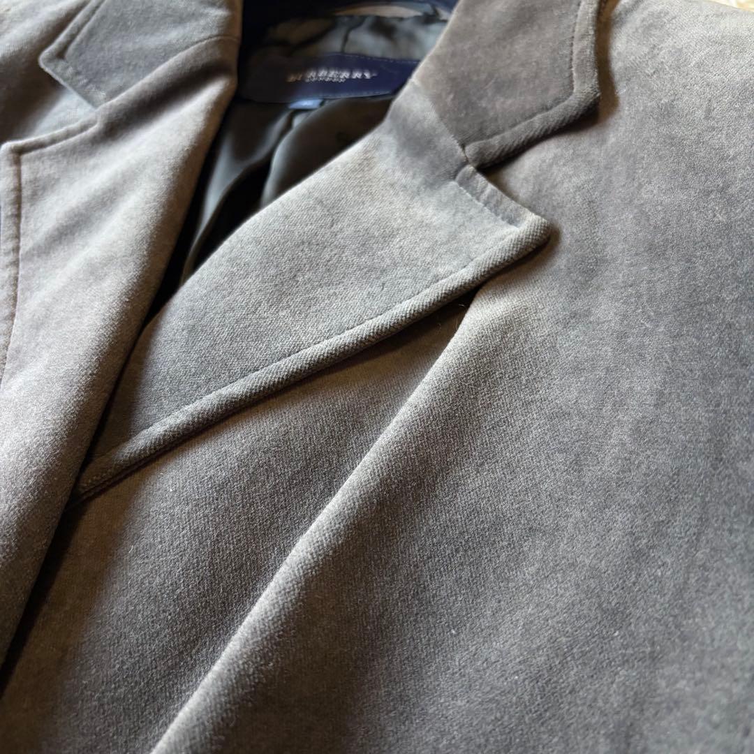 大きいサイズ✨46 美品　バーバリーロンドン　ベロアジャケット　チャコールグレー