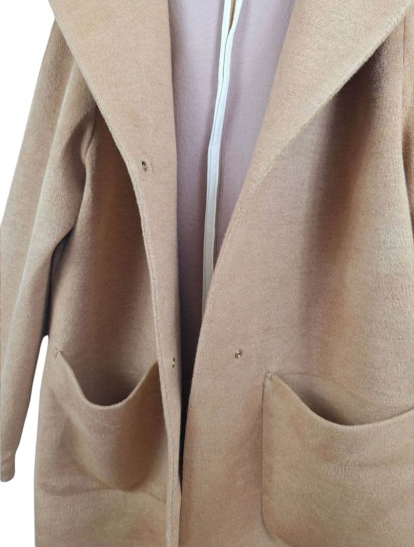 美品 ANAYI カシミアタッチ　バイカラーフードコート