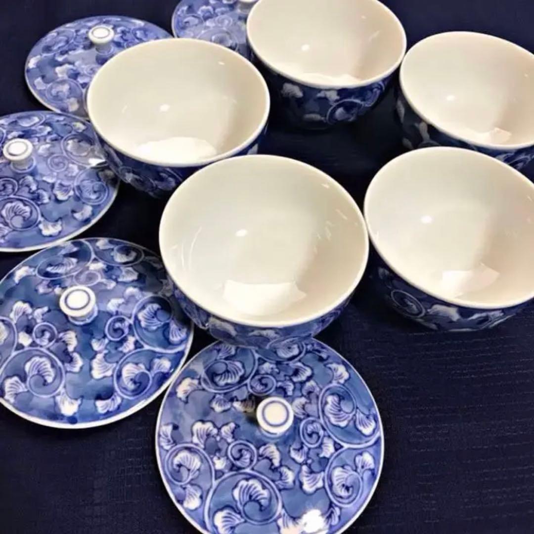 昭和レトロ デッドストック 有田焼 峯山窯 急須 蓋付き 湯呑み 茶器セット