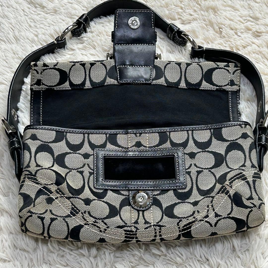 【激レア】コーチ　ソーホー　ワンショルダーバッグ　シグネチャー　黒　ベルト　本革