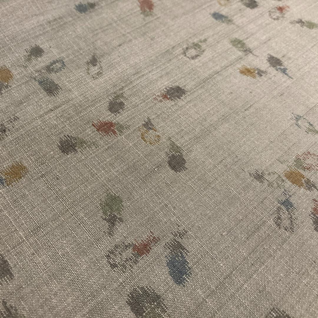 紬　茄子柄　裄68.5　身丈160　袷　正絹　真綿