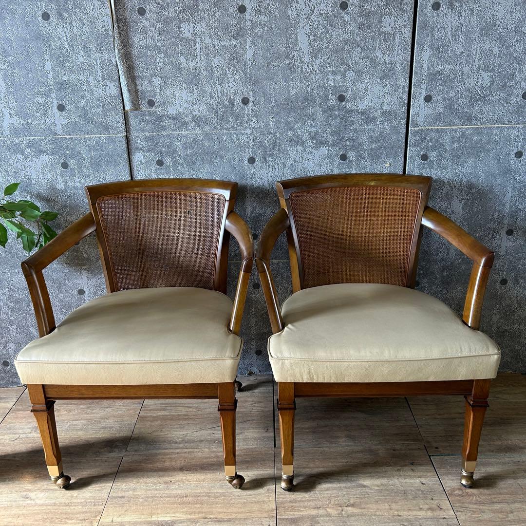 ꧁マルニ木工 maruni꧂地中海シリーズ キャスター付ダイニングチェア2脚