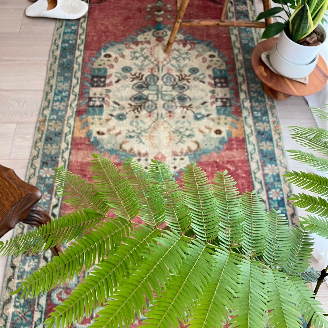 専用✳︎ギュネイラグ　柔らかレッド　ペールブルー　グリーン　トルコヴィンテージラグ