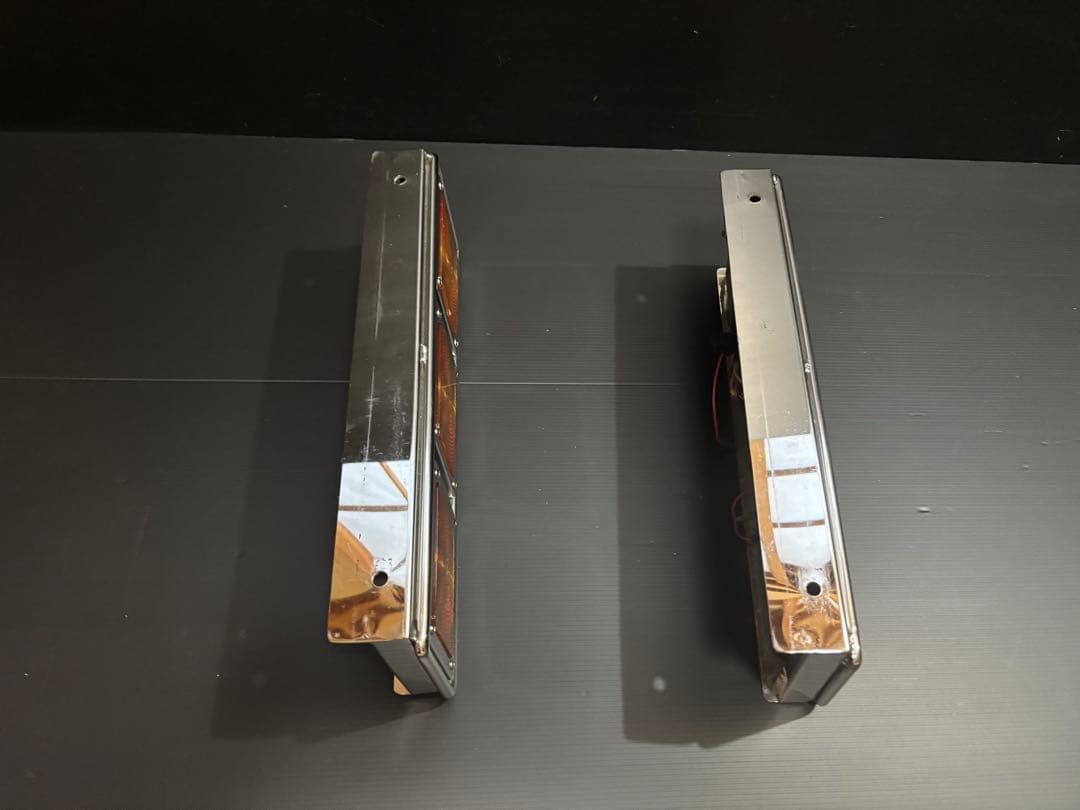 ☆3連 中間サイドウィンカー　丸棒巻き　左右セット　ステンレス　レトロ デコトラ