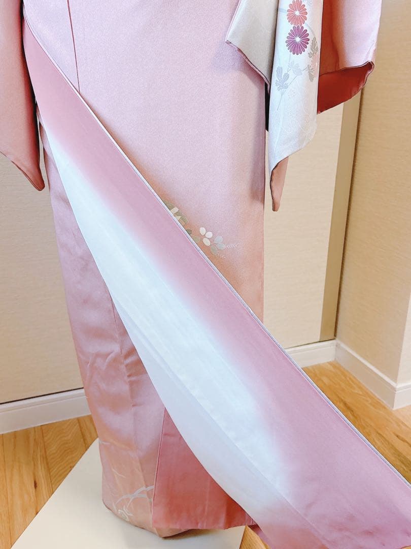 訪問着　一つ紋　フルセット　裄69 友禅 刺繍　卒業式　入学式　お宮参　袋帯 M