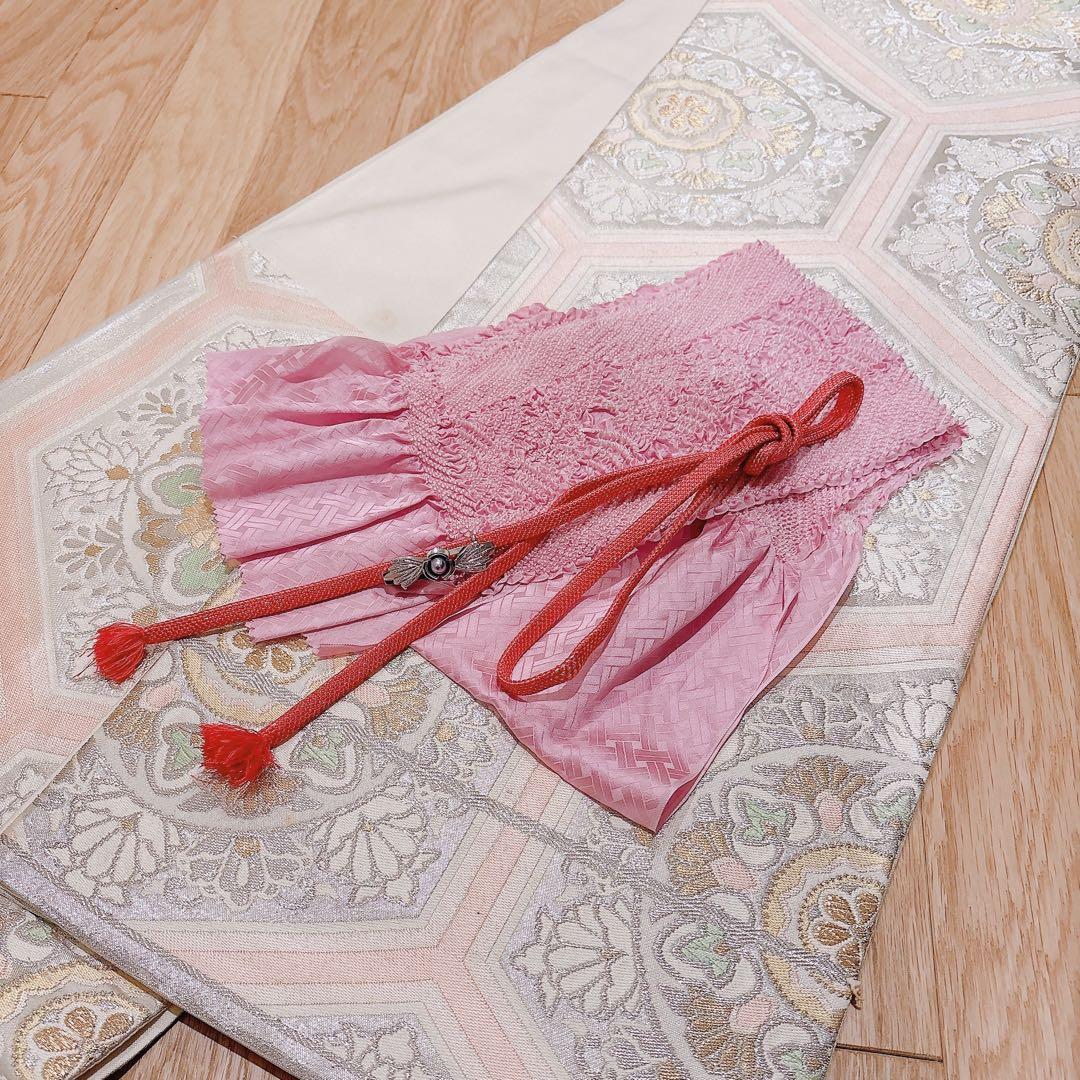 訪問着　一つ紋　フルセット　裄69 友禅 刺繍　卒業式　入学式　お宮参　袋帯 M