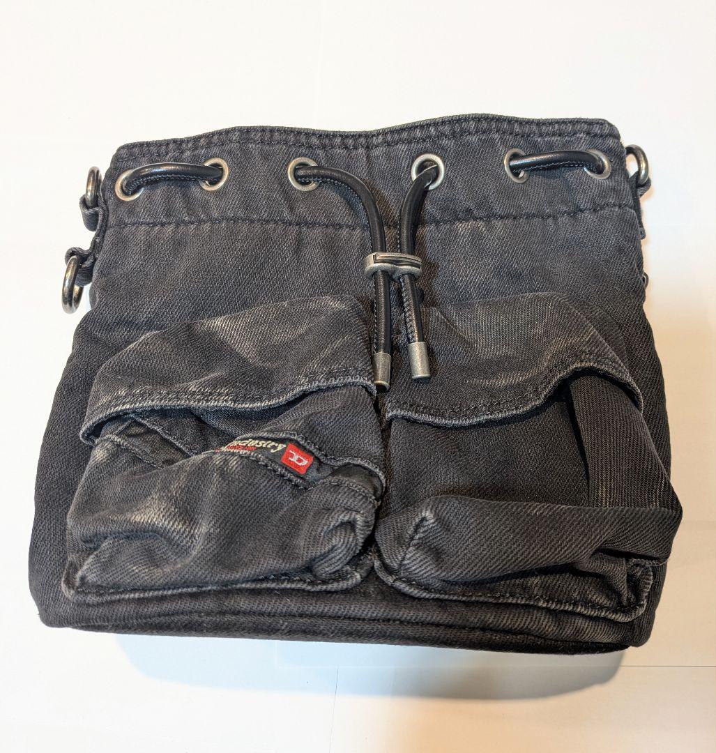 DIESEL ブラックデニムショルダーバッグ