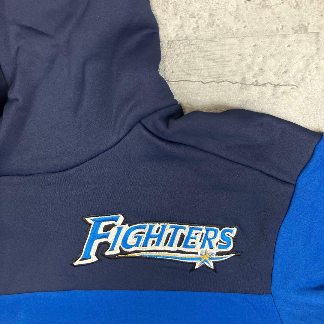 北海道日本ハムファイターズ フリースパーカー オークリー 古着 刺繍 紺青 XL
