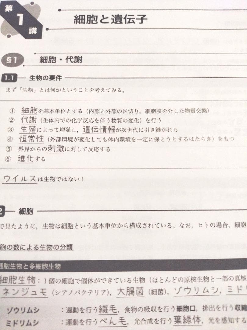 21年度最新　鉄緑会による生物教科書レベル範囲総復習冊子　駿台　河合塾　東進