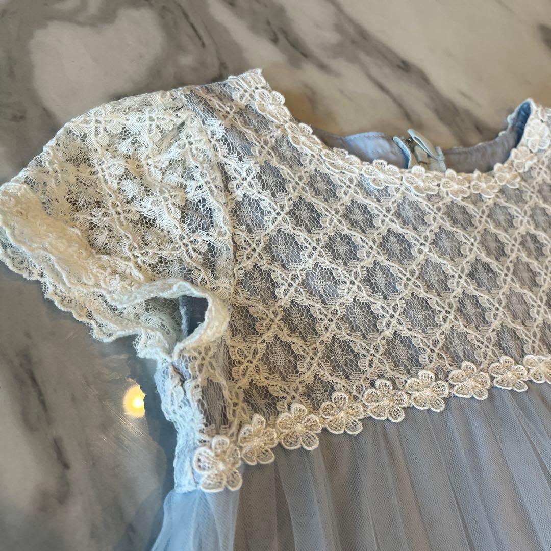 ライトブルー 刺繍入りドレス 120cm