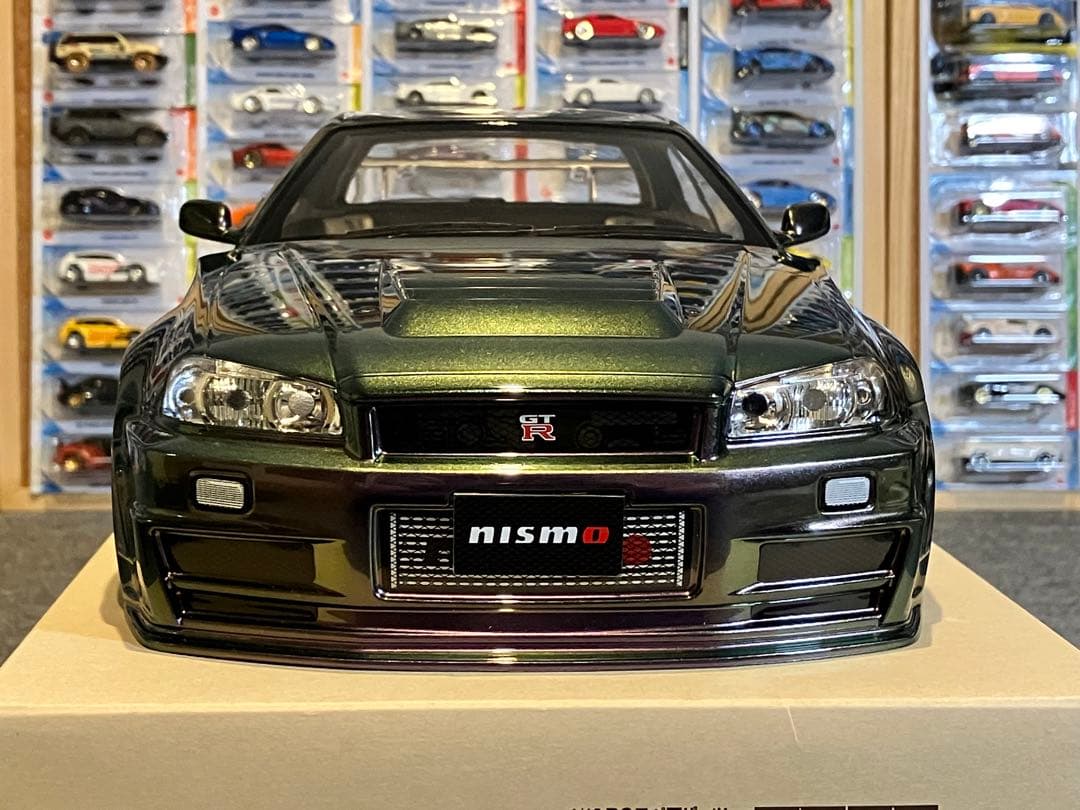 タミヤラジコンRC 日産スカイラインGT-R R34 塗装済スペアボディ偏光緑紫