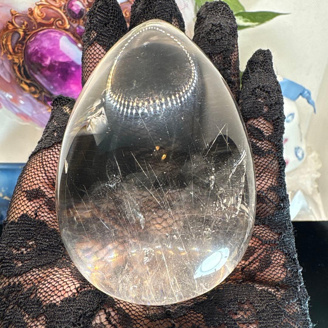 高品質 クォーツINクォーツBIGたまご♡シルバールチル共生♡No.2594