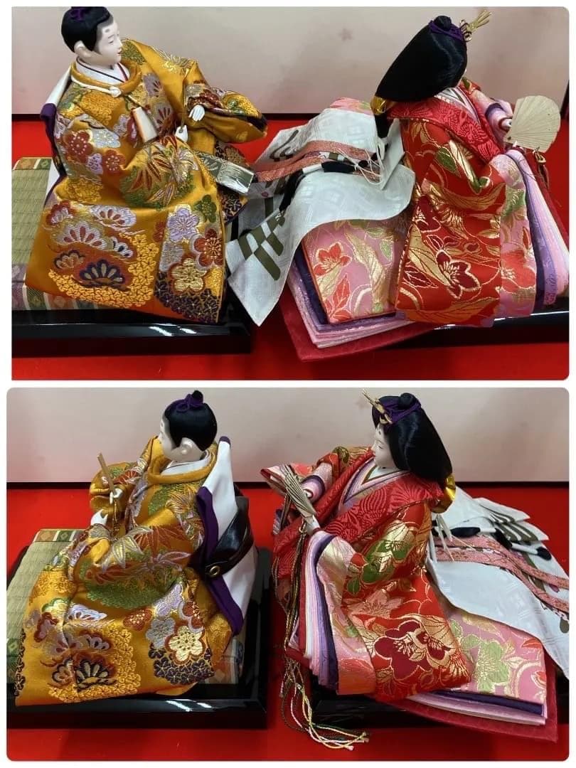 F14 三五親王のみ　親王飾り　ひな人形　ひな祭り　豪華な金蘭衣裳