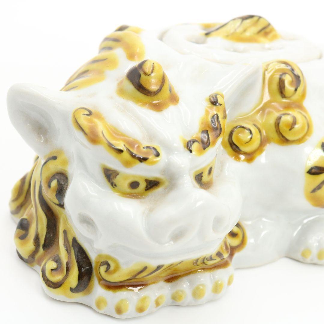 横山豊介作 飾香炉 唐獅子 九谷焼 共箱　C458　NT5