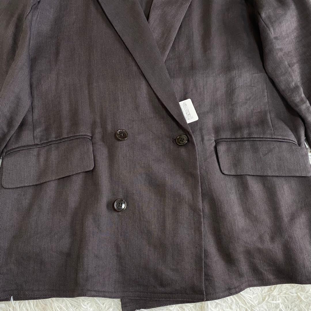 【未使用品】ティッカ　23ss リネンパナマダブルジャケット ブラウン 2