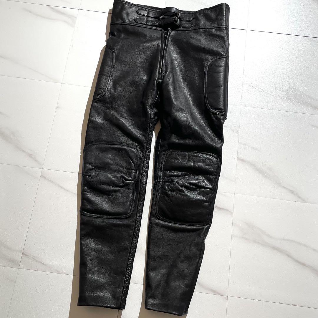 【美品◦XL✨】LEAD レザーパンツ ベルト バイクパンツ 黒 LL