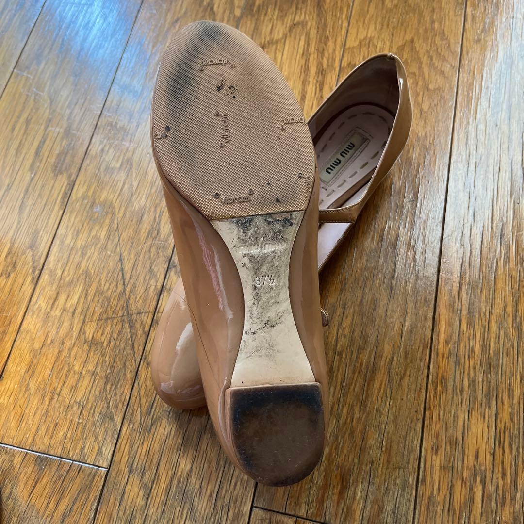 Miu Miu ベージュ フラットシューズ バレリーナ　37.5 ミュウミュウ