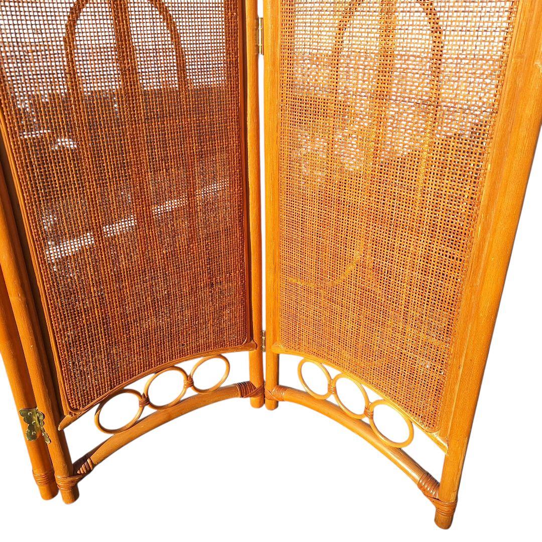 KOIZUMI ラタン衝立 4連 高さ150cm 廃盤 希少 小泉産業製