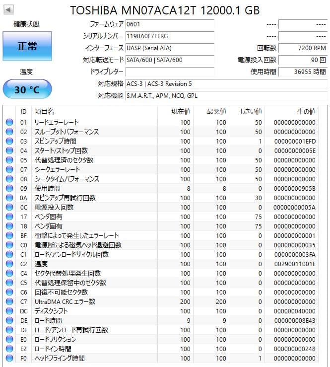 東芝 3.5インチ内蔵HDD 12TB (MN07ACA12T) 2台セット