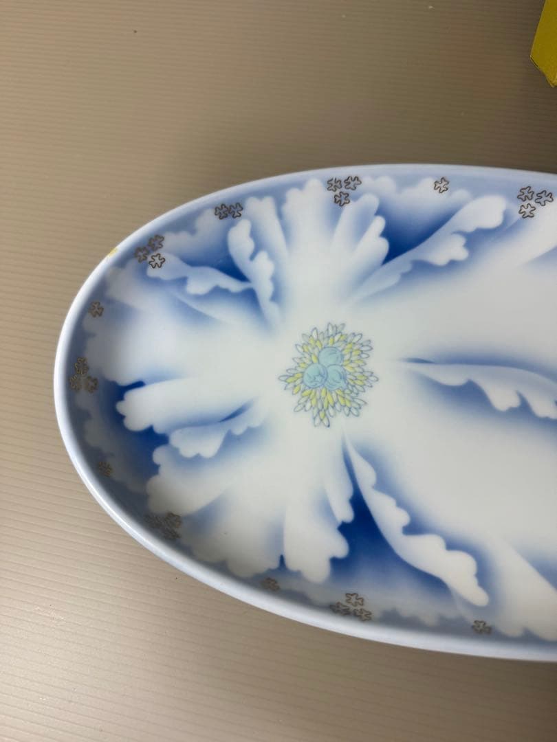 2328 深川製磁　牡丹金ミル皿1客　寿赤絵梅型鉢1客