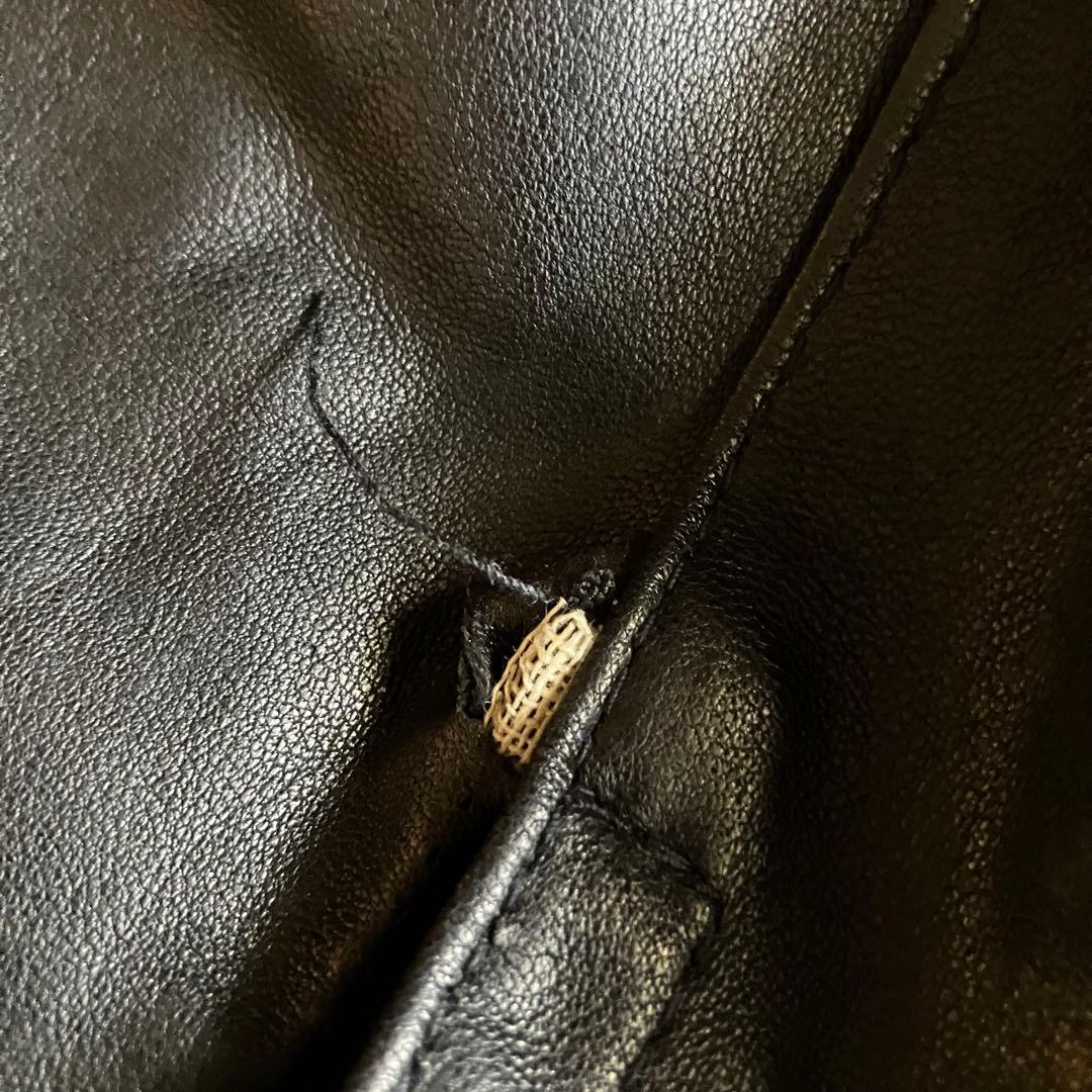 00s archive MOUSSY フード羊革レザーライダースジャケット黒2