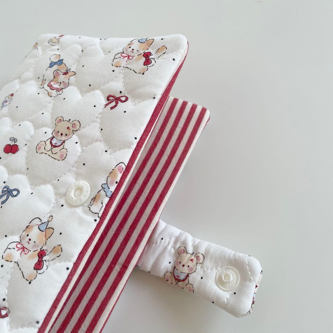 早い者勝ち　韓国　貯金　バインダー　カバー　リフィル　猫　赤ボーダー