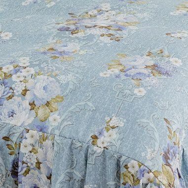 裏ボア毛布仕様ぽかぽかフリル付き掛布団カバー ダブル ブルー