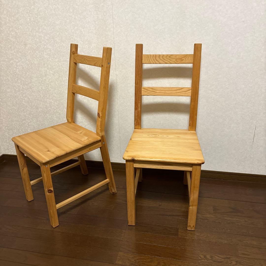 【良品】IKEA ヨックモック ダイニングチェア ２脚セット パイン材