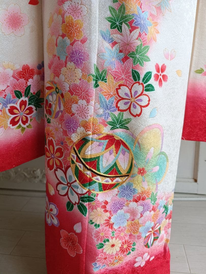 専用です☆上級品☆正絹白地に刺繍の着物と作り帯☆七五三フルセット