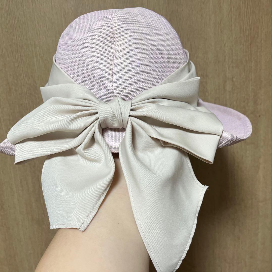 カシラ 帽子　夏　ピンク　リボン　未使用品