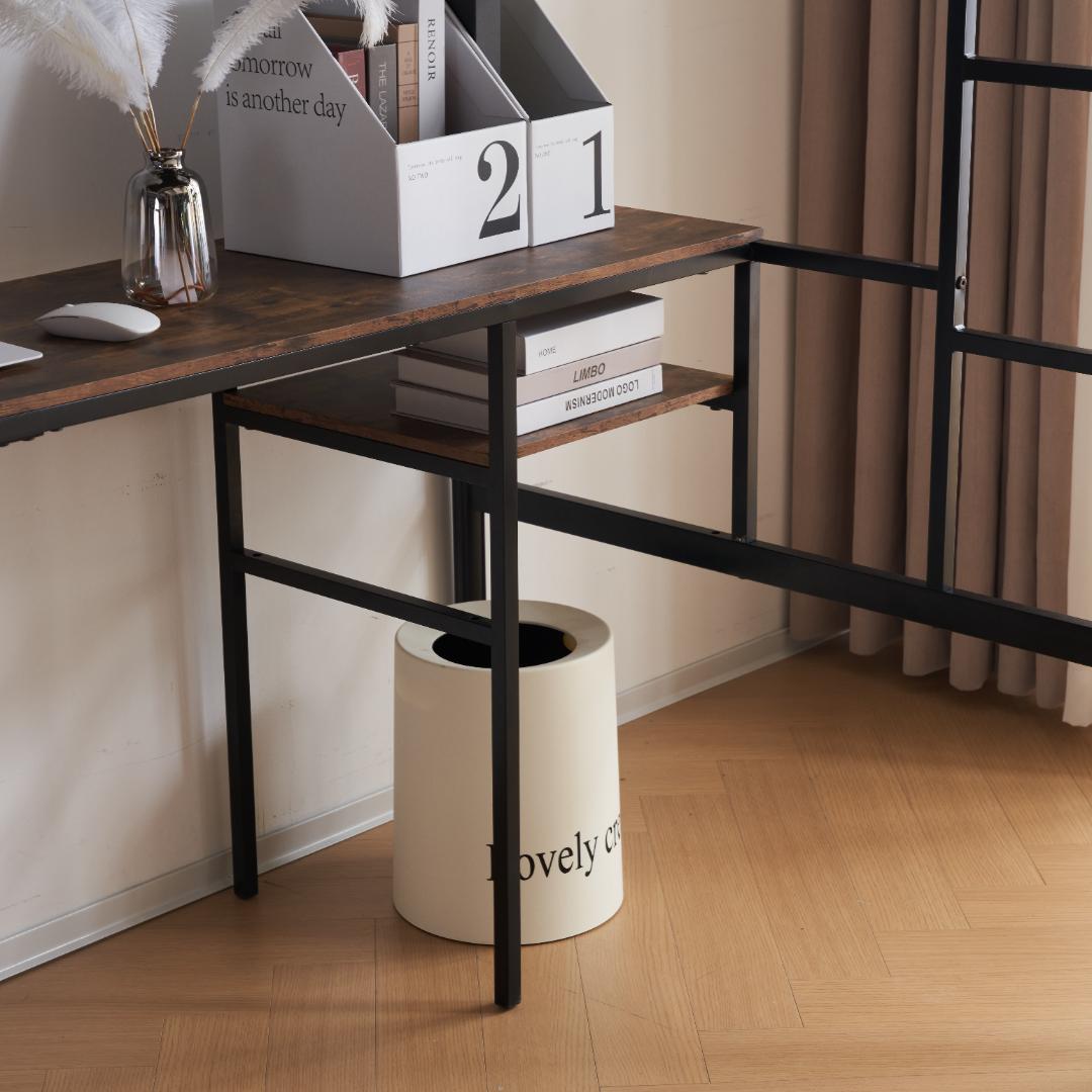 限定価格！ロフトベッド（S） デスク付き ハシゴ階段 耐荷重150　BLACK