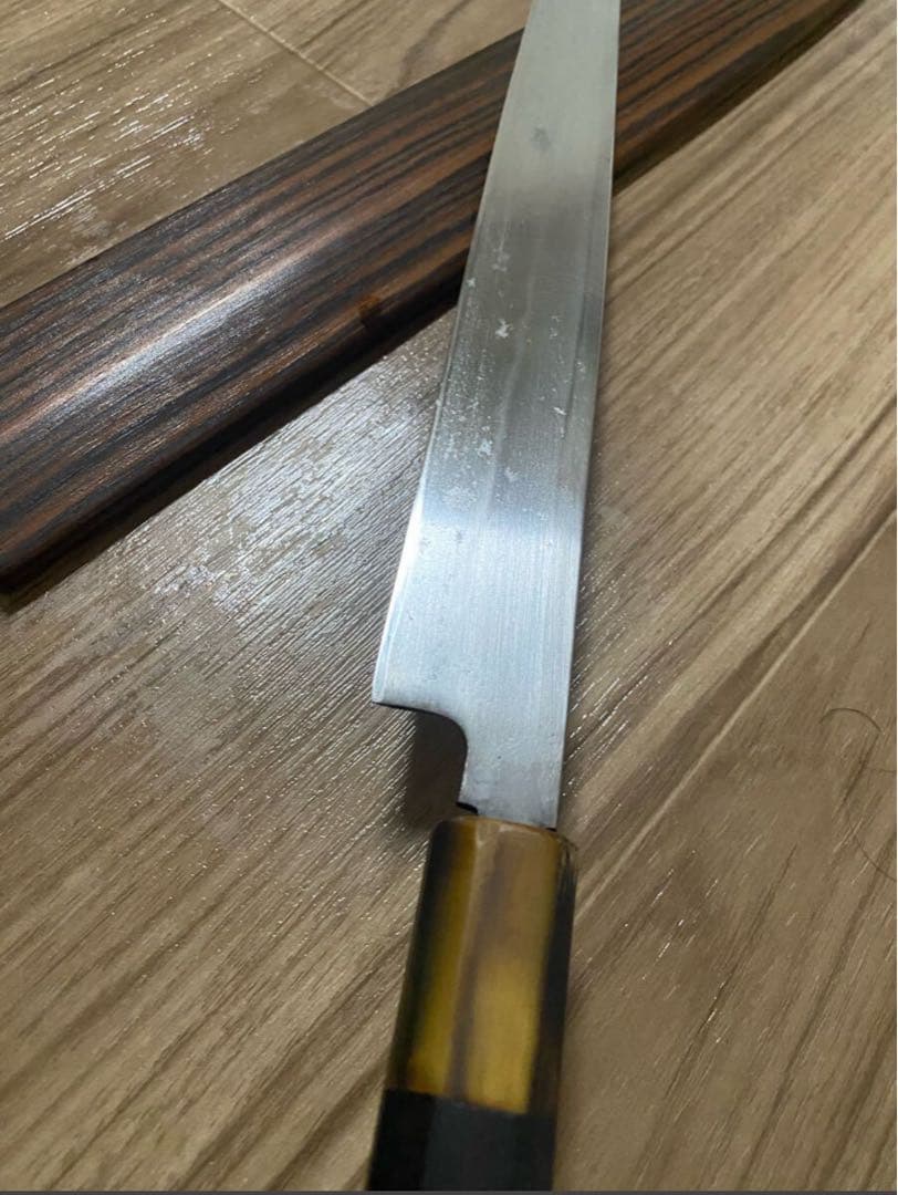 堺一文字忠国作 水本焼柳刃包丁 刃渡り尺(30cm) 天然砥石研ぎ上げ済