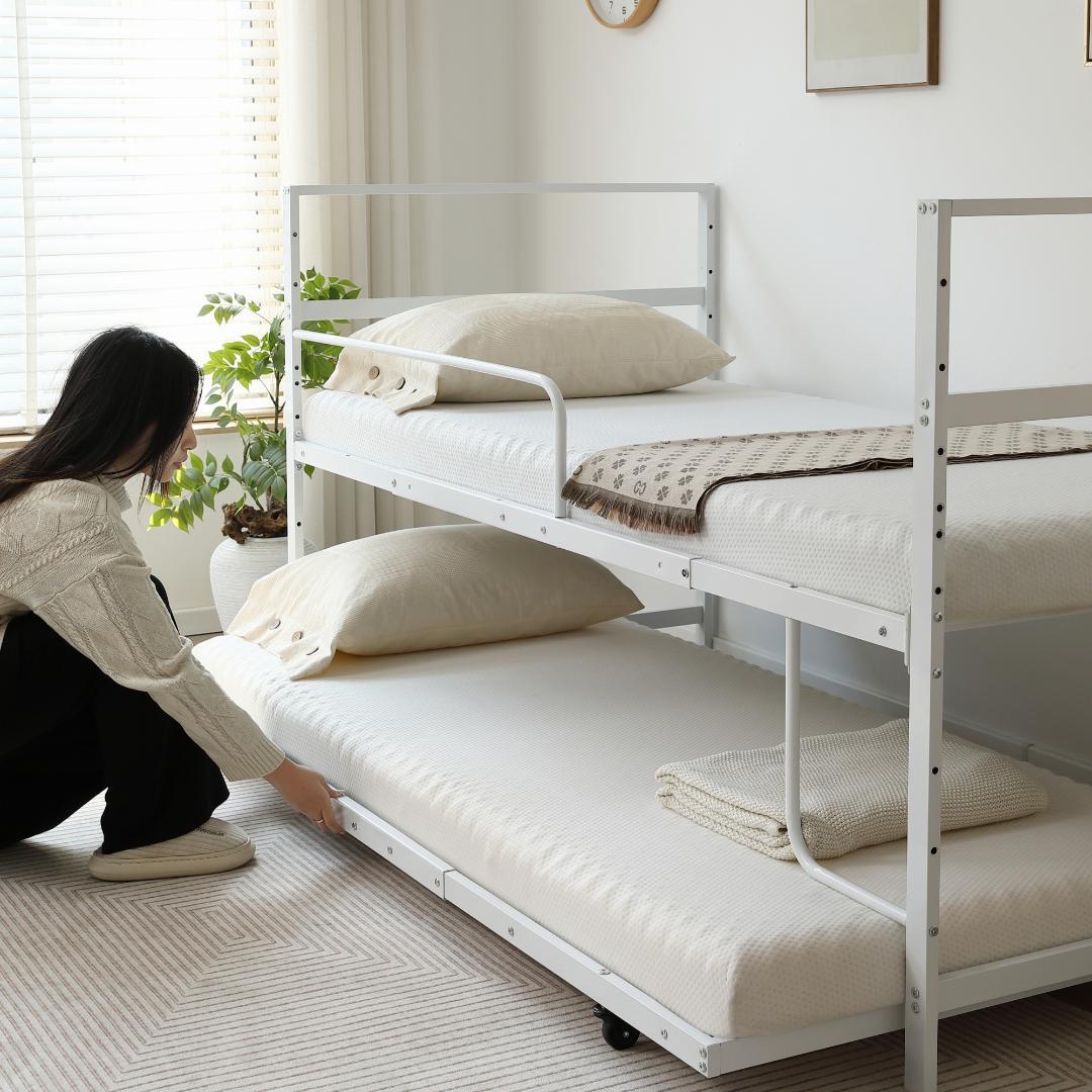 【高さ110cm】ロフトベッド 親子ベッド パイプベッド キャスター付 収納