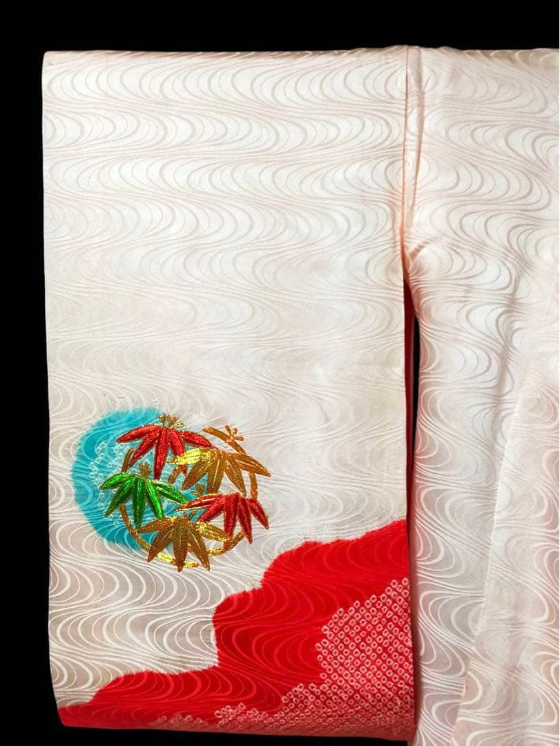 □ 正絹女児用　お宮参り　掛け着　初着　七五三　アンティーク　可愛い花柄刺繍