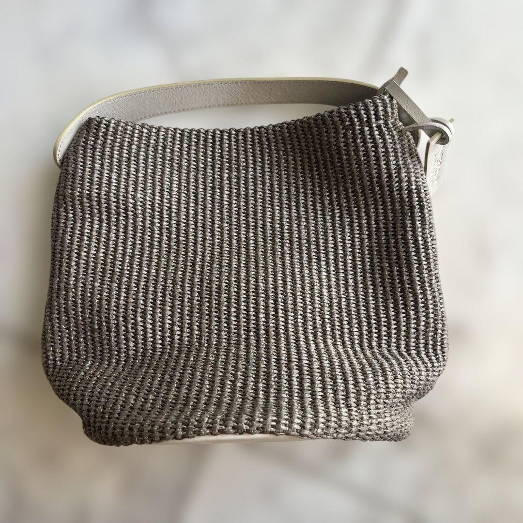 パ*ヤ様 MARCO MASI マルコマッシ巾着ショルダーバッグ ラフィア風×カ