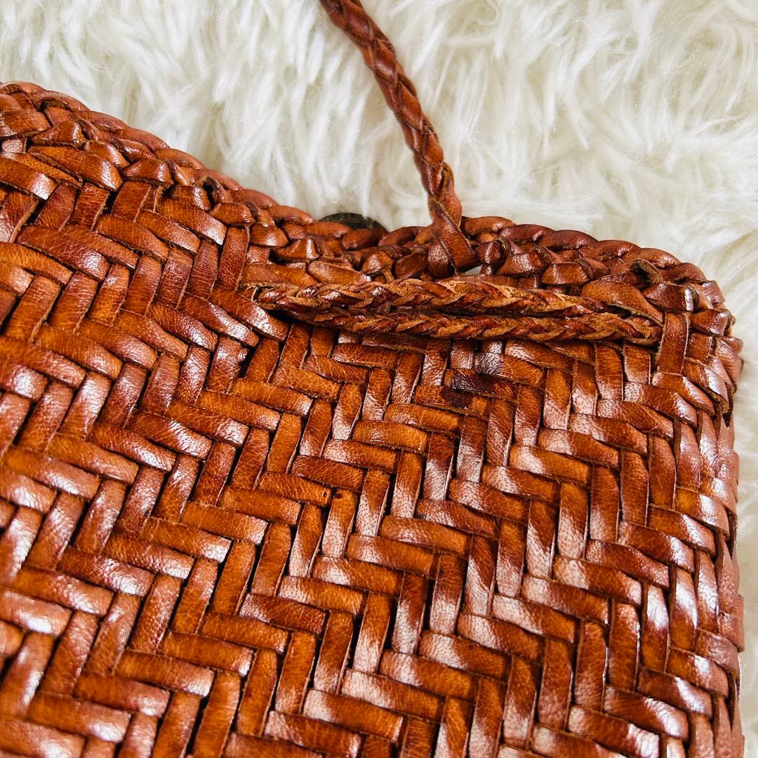 極美品★dragon ドラゴン レザー メッシュ ミニ ショルダー バッグ