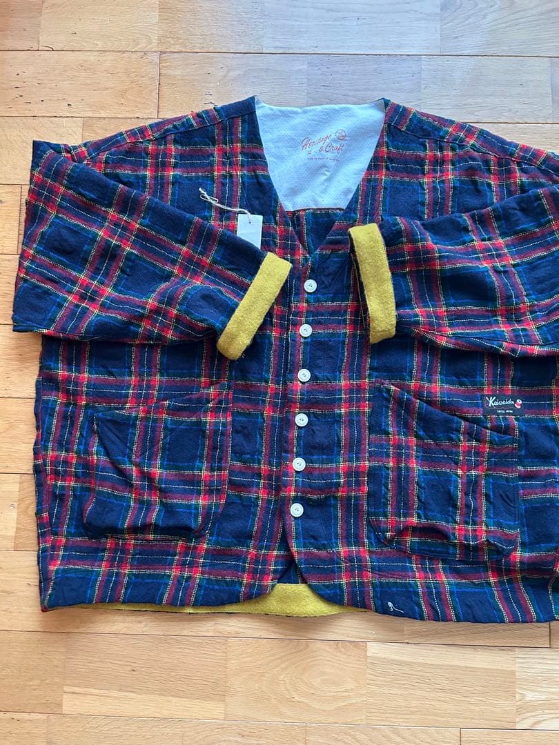 快晴堂　カバージャケット　ネイビータータンチェック