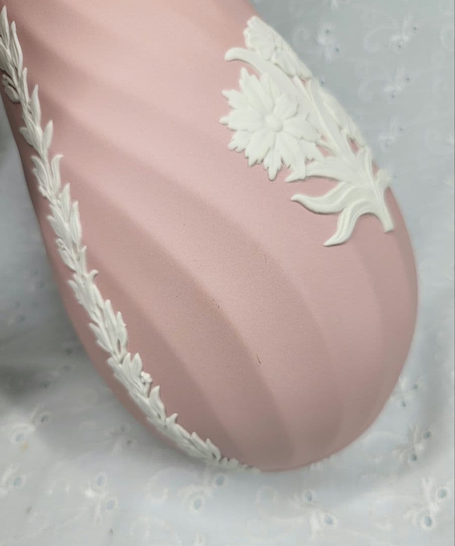 英国製✨ウェッジウッド ジャスパー 花瓶 フラワーベース 大 ピンク 美品