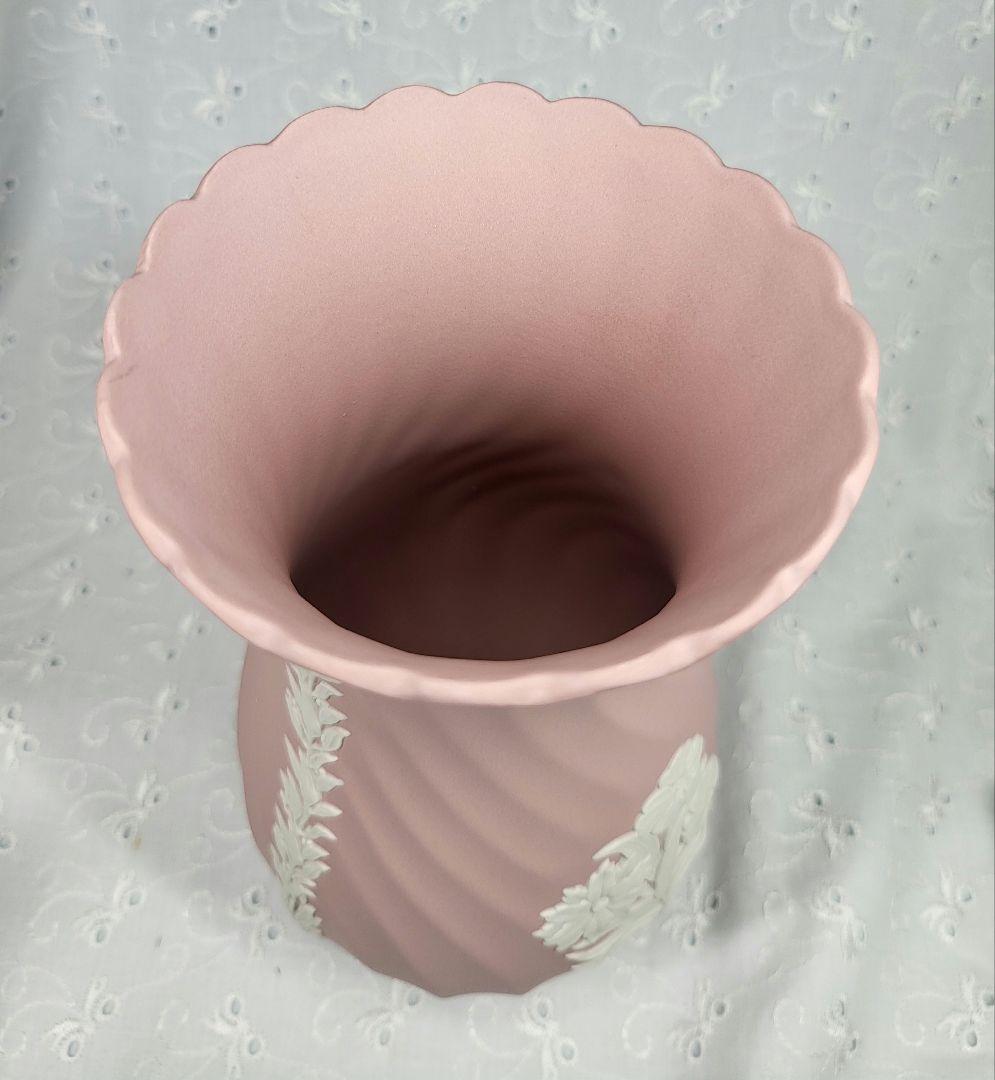 英国製✨ウェッジウッド ジャスパー 花瓶 フラワーベース 大 ピンク 美品
