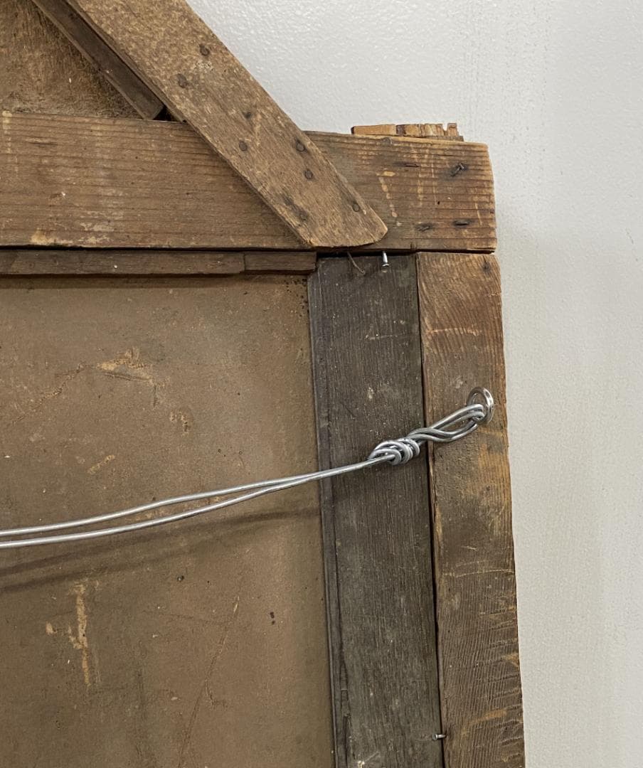 フランス アンティーク Tramp Art Mirror ミラー 鏡