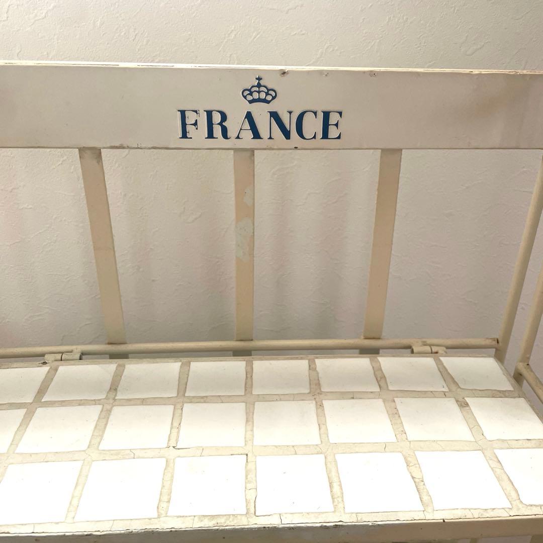 アイボリー スチール 3段ラック フランス　アンティーク