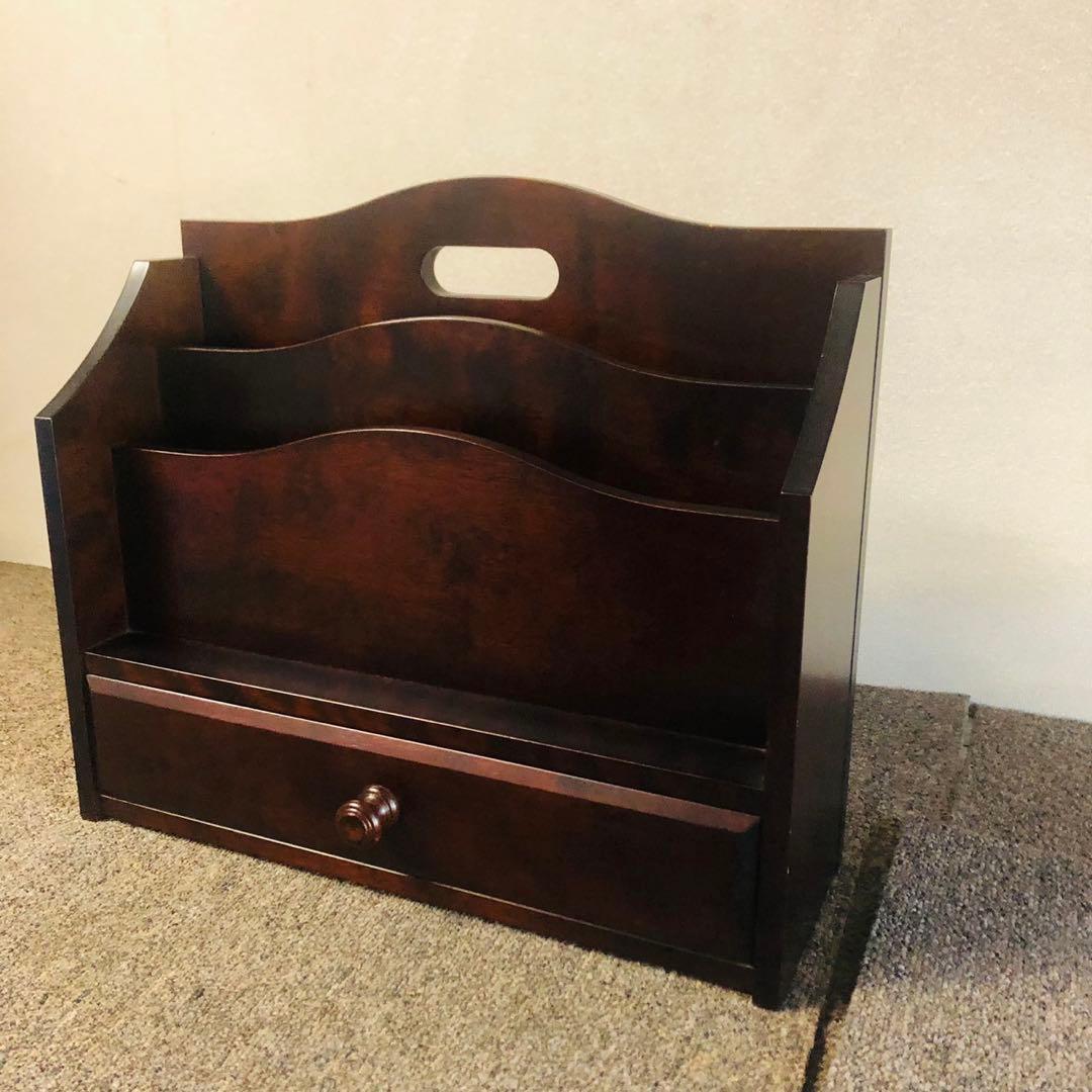 E48アンティーク品✨北海道民藝 木製ブックスタンド小物入れ レタースタンド