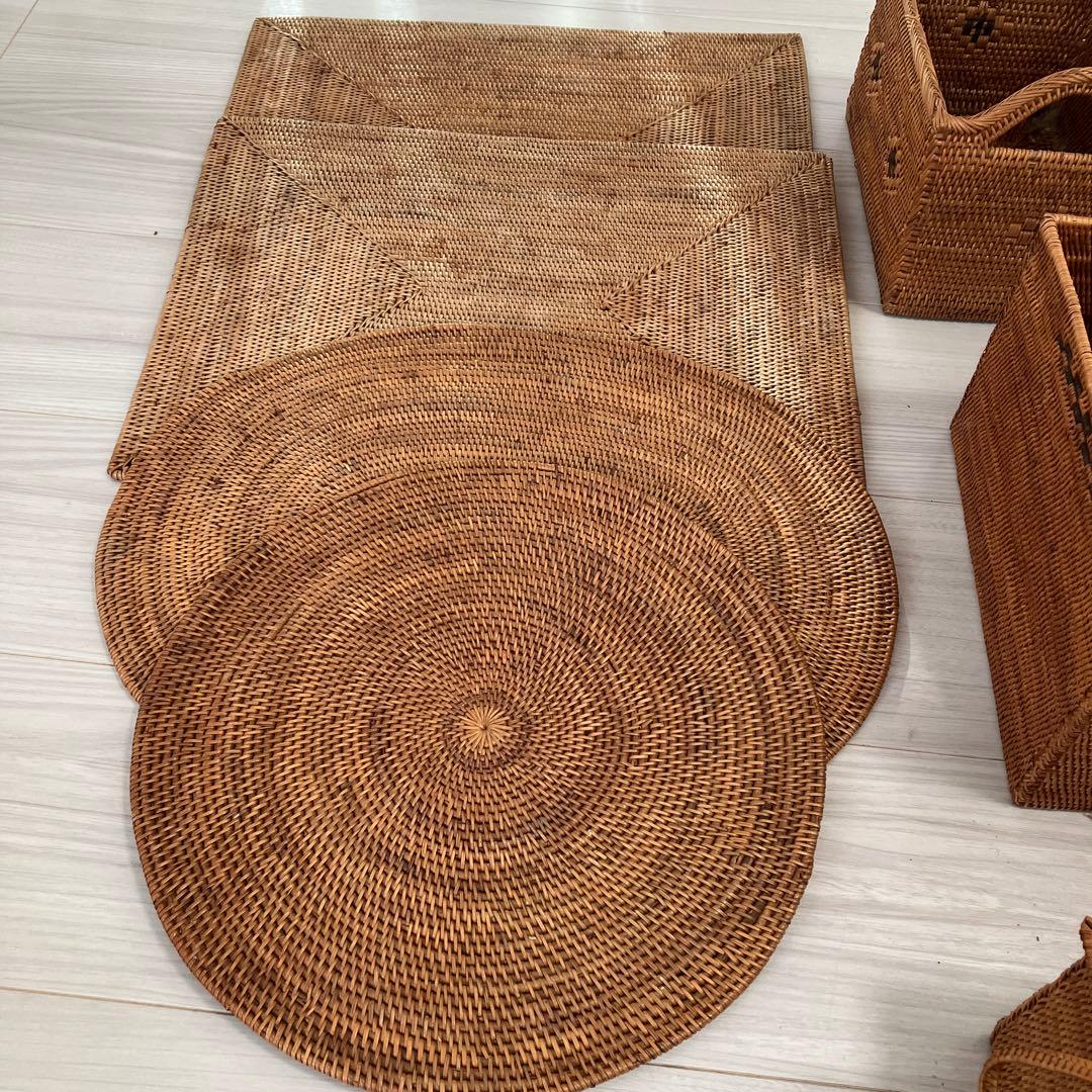 天然素材 バリ島アタ製品　バスケット　カゴ　ランチョンマット他　全25点セット