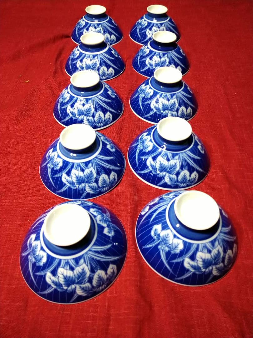 ♦染付け「呉須」【有田焼】♥50年前ヴィンテージ品♥高級感漂うお茶碗１0皿