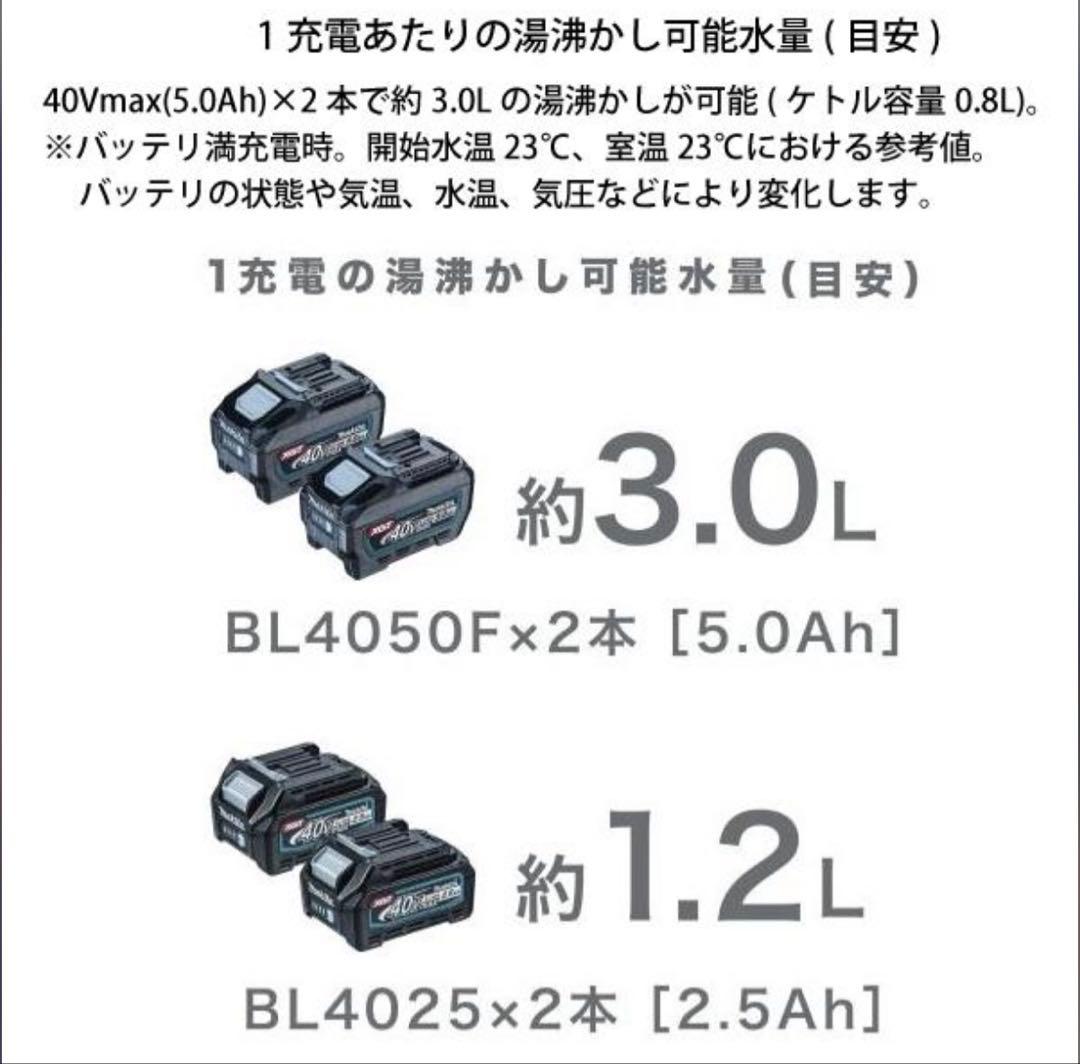 新品マキタ40Vmax 充電式ケトル オリーブ 本体のみ KT001GZO