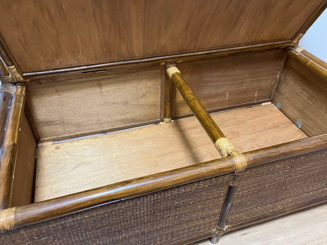 ラタン ヴィンテージ アンティーク ベンチチェスト 籐 ソファ アジアン家具