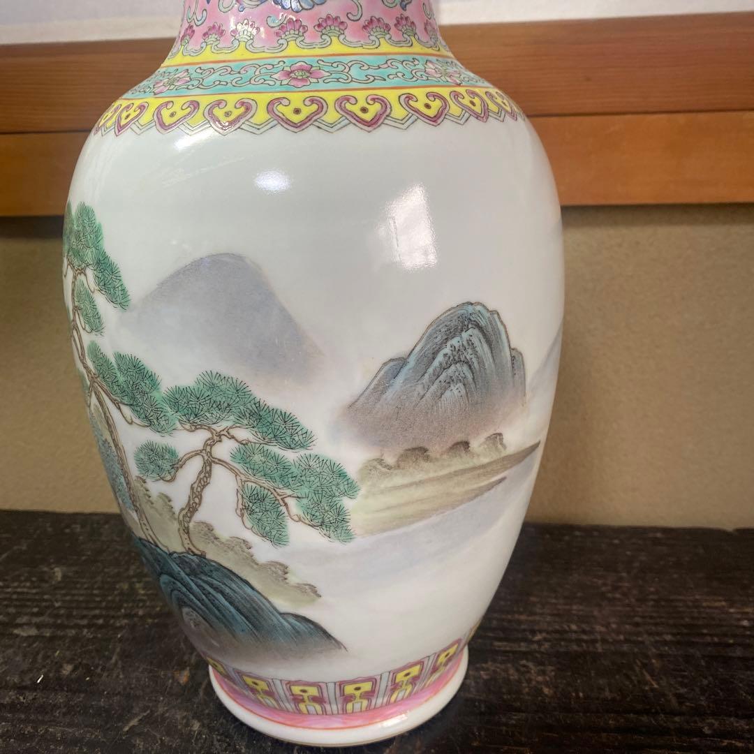 中国古玩色絵花瓶36cm20cm