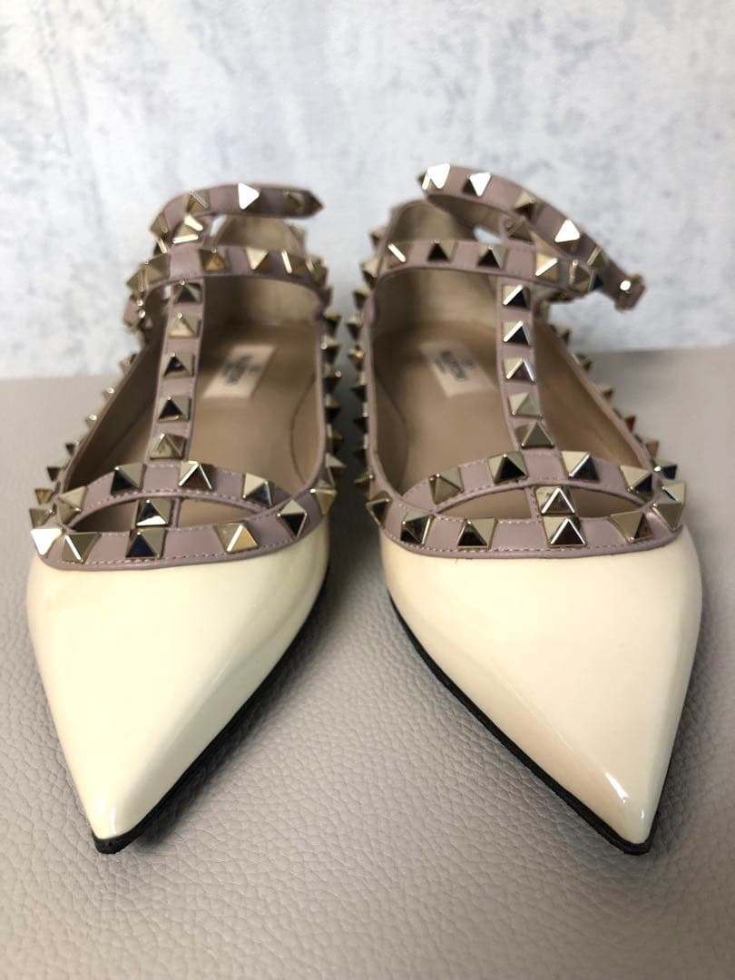 最終値下！VALENTINO ロックスタッズバレリーナ　フラットジューズ