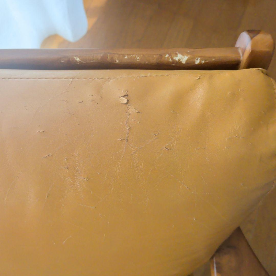 ブラウンレザー調 1人掛けソファ