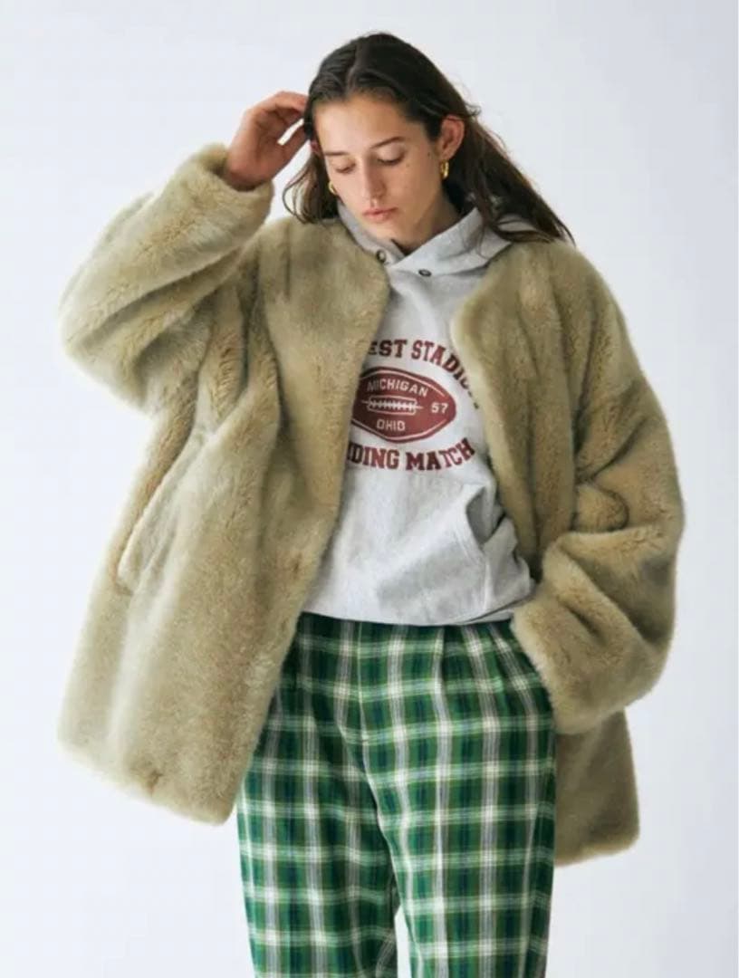 早い者勝ち★Ungrid★フェイクファーコート★ライトグレー★タグ付き